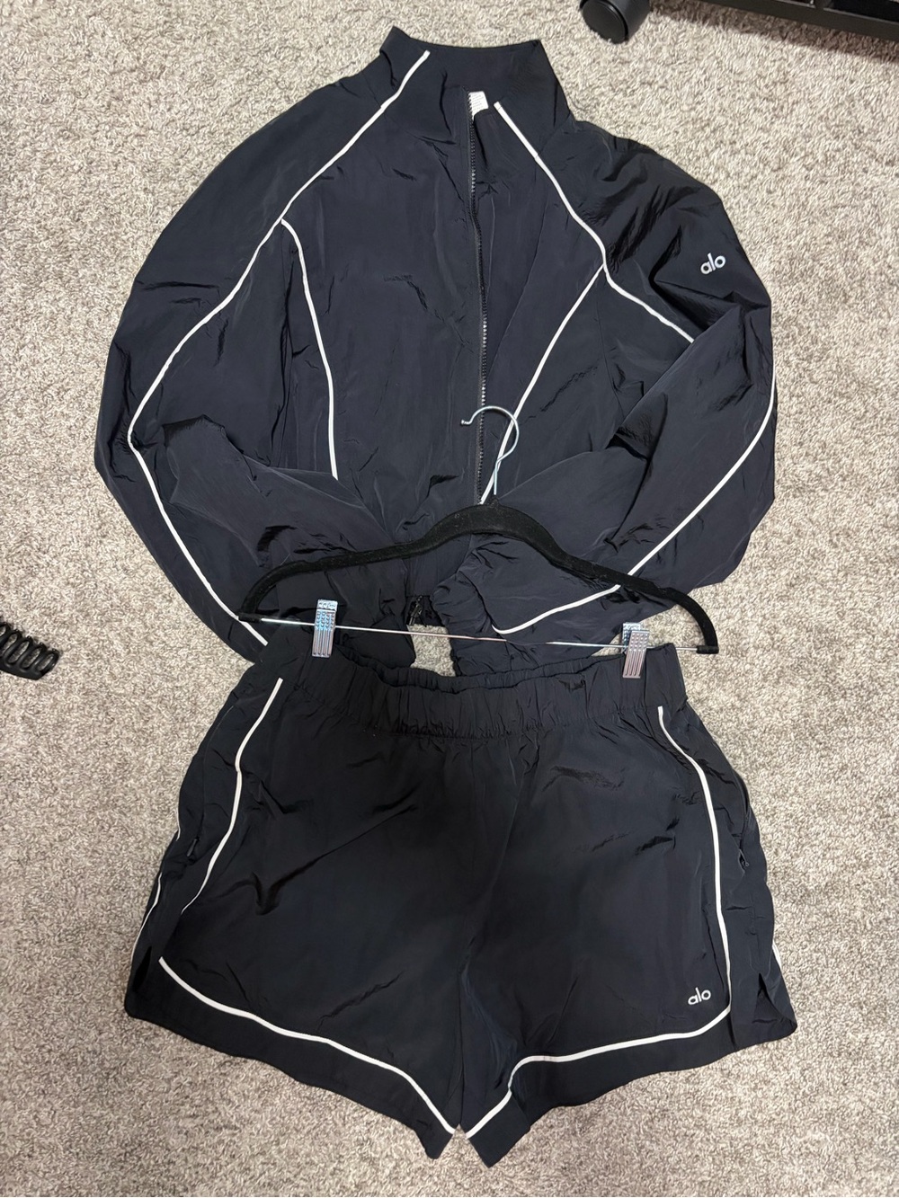 AUTHENTIC ALO Yoga Black Athletic Shorts with White Piping
